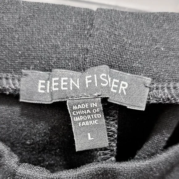 Eileen Fisher Stretch Ponte Pant Black Pull On Elastic Waist Size Large - Picture 8 of 8